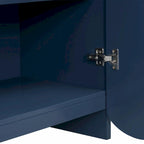White 4-Door Storage Cabinet with Wavy Stripe Design