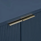 White 4-Door Storage Cabinet with Wavy Stripe Design