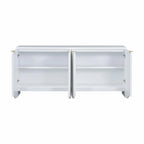 White 4-Door Storage Cabinet with Wavy Stripe Design