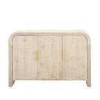 Curved Sideboard - Natural Wood Finish - Gold Handles - 3 Doors