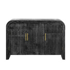 Curved Sideboard - Natural Wood Finish - Gold Handles - 3 Doors