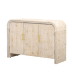 Curved Sideboard - Natural Wood Finish - Gold Handles - 3 Doors