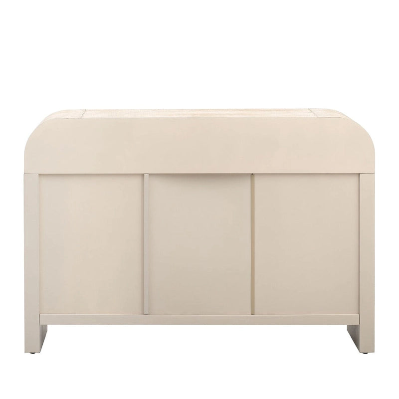 Curved Sideboard - Natural Wood Finish - Gold Handles - 3 Doors