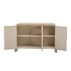 Curved Sideboard - Natural Wood Finish - Gold Handles - 3 Doors
