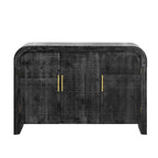Curved Sideboard - Natural Wood Finish - Gold Handles - 3 Doors