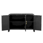 Curved Sideboard - Natural Wood Finish - Gold Handles - 3 Doors