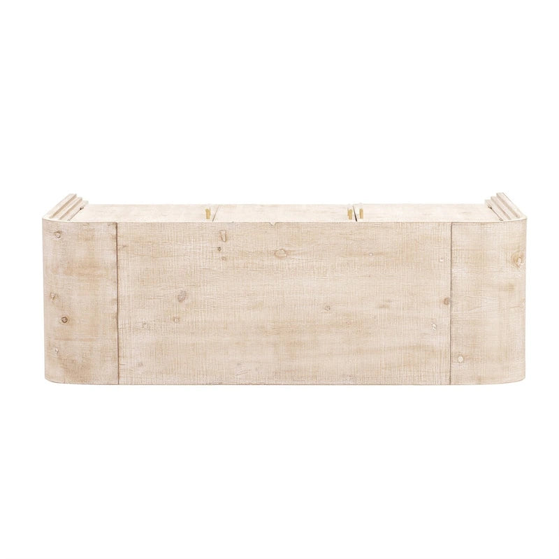 Curved Sideboard - Natural Wood Finish - Gold Handles - 3 Doors