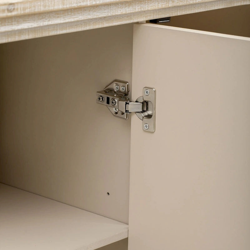 Curved Sideboard - Natural Wood Finish - Gold Handles - 3 Doors