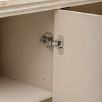 Curved Sideboard - Natural Wood Finish - Gold Handles - 3 Doors