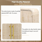 Curved Sideboard - Natural Wood Finish - Gold Handles - 3 Doors