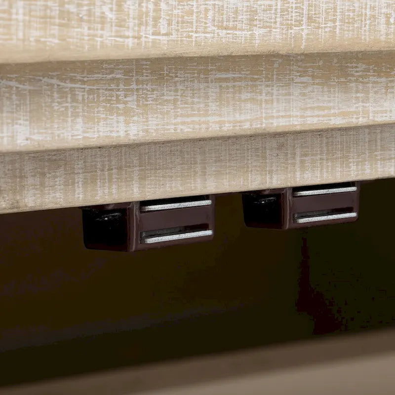 Curved Sideboard - Natural Wood Finish - Gold Handles - 3 Doors