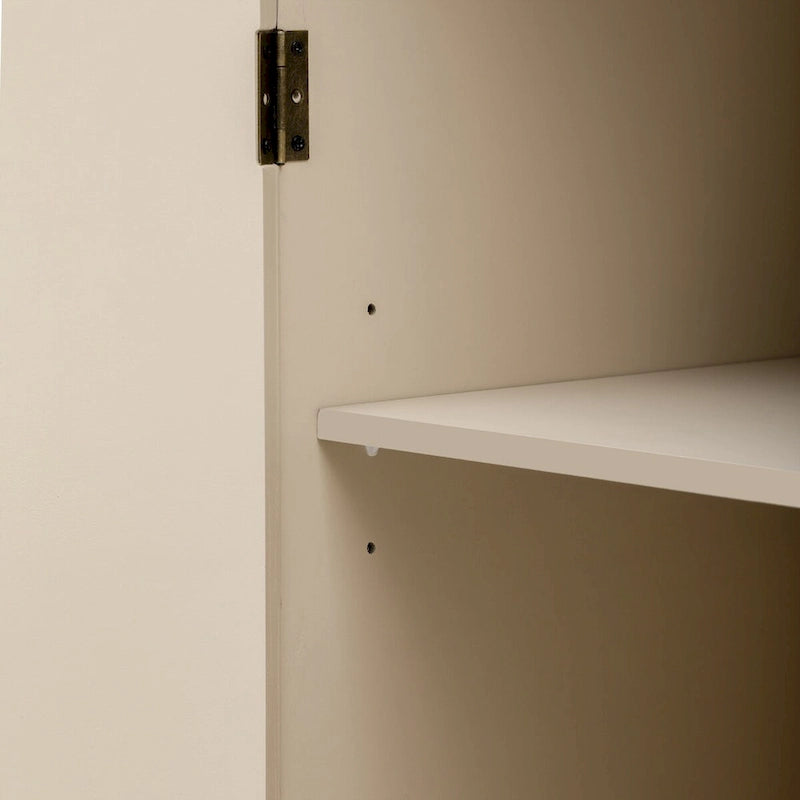 Curved Sideboard - Natural Wood Finish - Gold Handles - 3 Doors