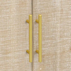 Curved Sideboard - Natural Wood Finish - Gold Handles - 3 Doors