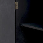 Curved Sideboard - Natural Wood Finish - Gold Handles - 3 Doors