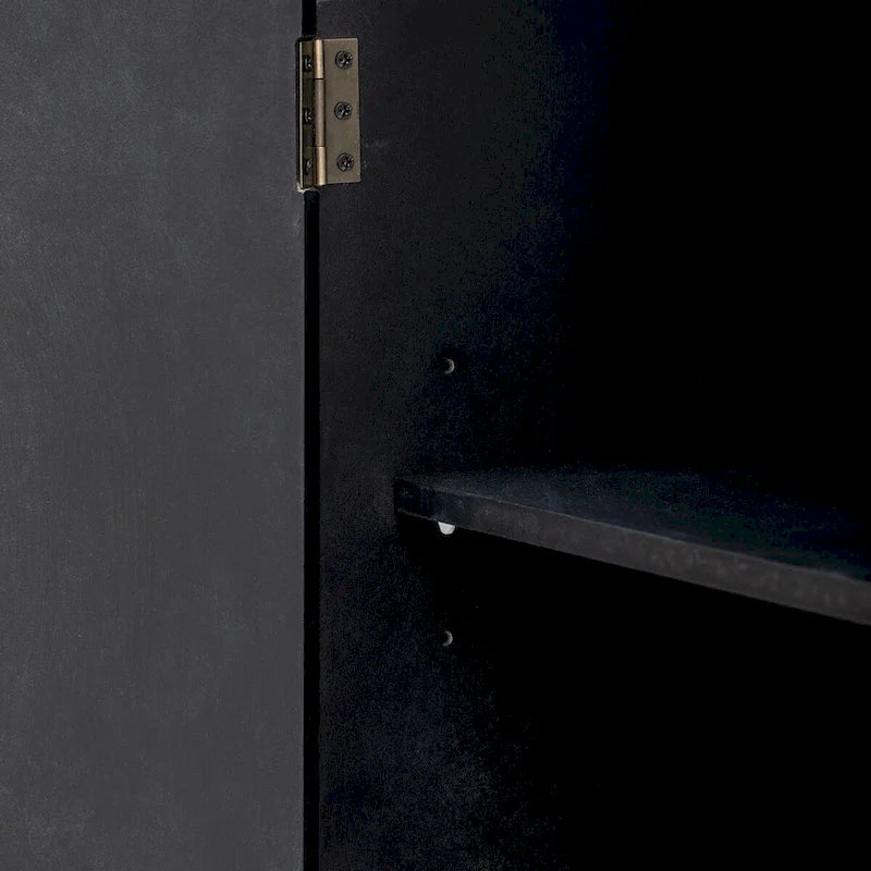 Curved Sideboard - Natural Wood Finish - Gold Handles - 3 Doors