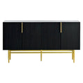 Black 60" 4-Door Sideboard with Gold Metal Accents