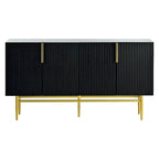 Black 60" 4-Door Sideboard with Gold Metal Accents