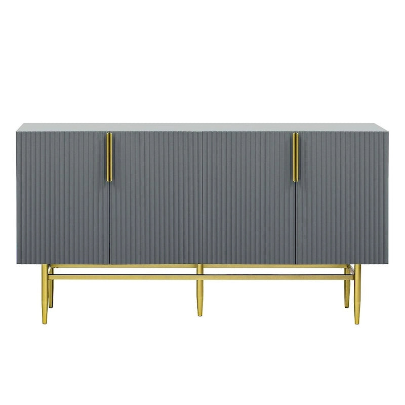Black 60" 4-Door Sideboard with Gold Metal Accents