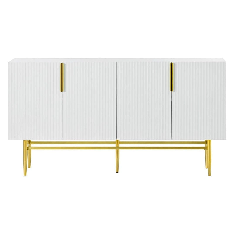 Black 60" 4-Door Sideboard with Gold Metal Accents