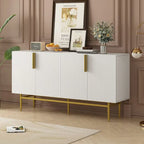Black 60" 4-Door Sideboard with Gold Metal Accents