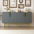 Black 60" 4-Door Sideboard with Gold Metal Accents