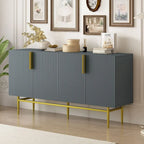 Black 60" 4-Door Sideboard with Gold Metal Accents