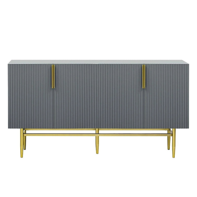 Black 60" 4-Door Sideboard with Gold Metal Accents