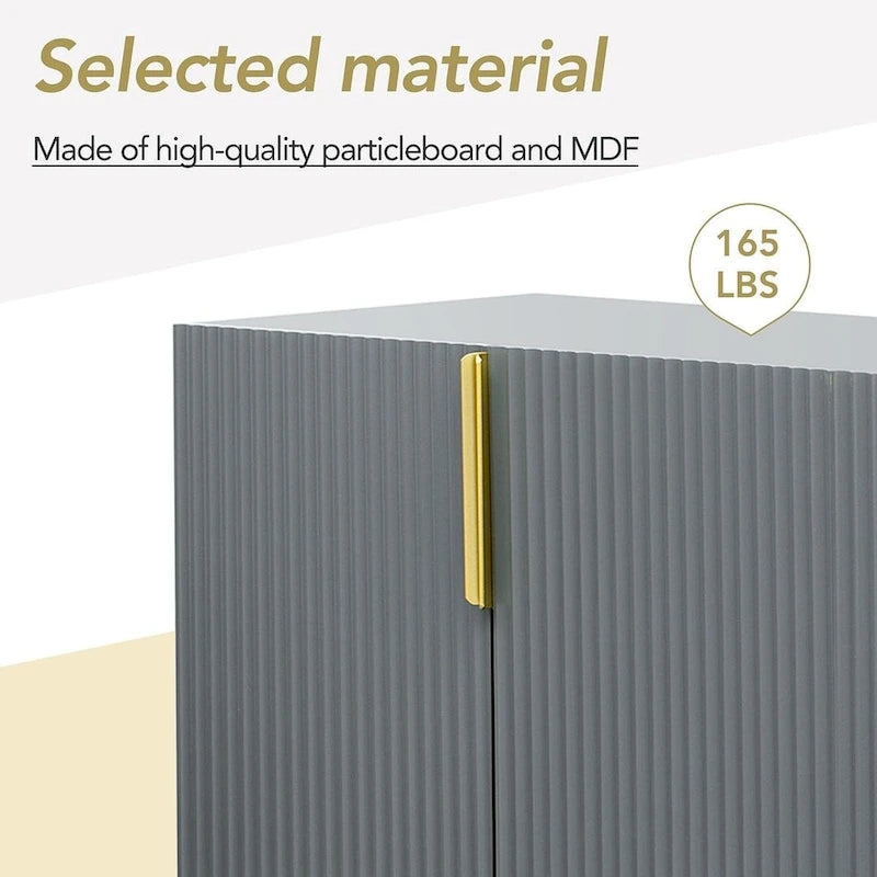 Black 60" 4-Door Sideboard with Gold Metal Accents