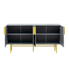 Black 60" 4-Door Sideboard with Gold Metal Accents