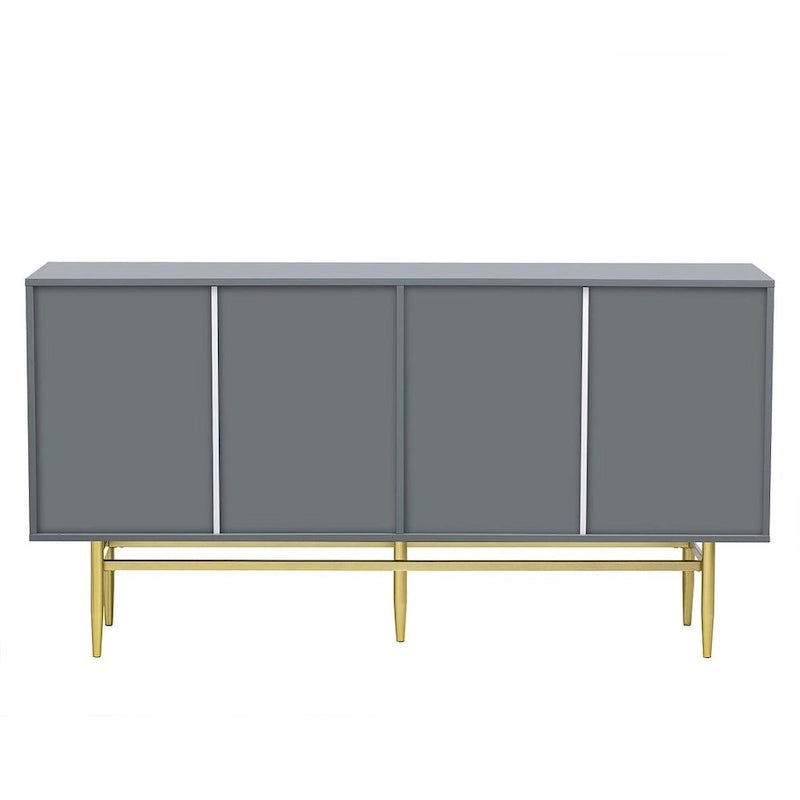 Black 60" 4-Door Sideboard with Gold Metal Accents