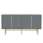 Black 60" 4-Door Sideboard with Gold Metal Accents