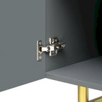 Black 60" 4-Door Sideboard with Gold Metal Accents