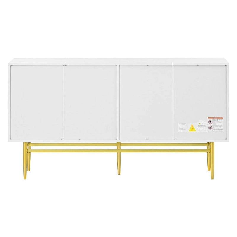 Black 60" 4-Door Sideboard with Gold Metal Accents