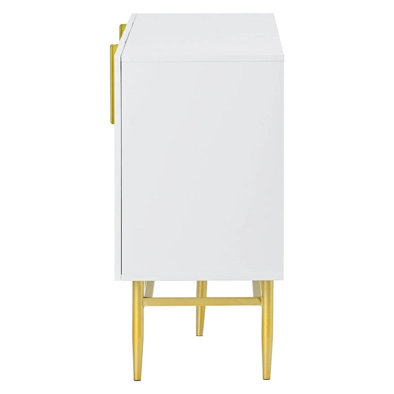 Black 60" 4-Door Sideboard with Gold Metal Accents