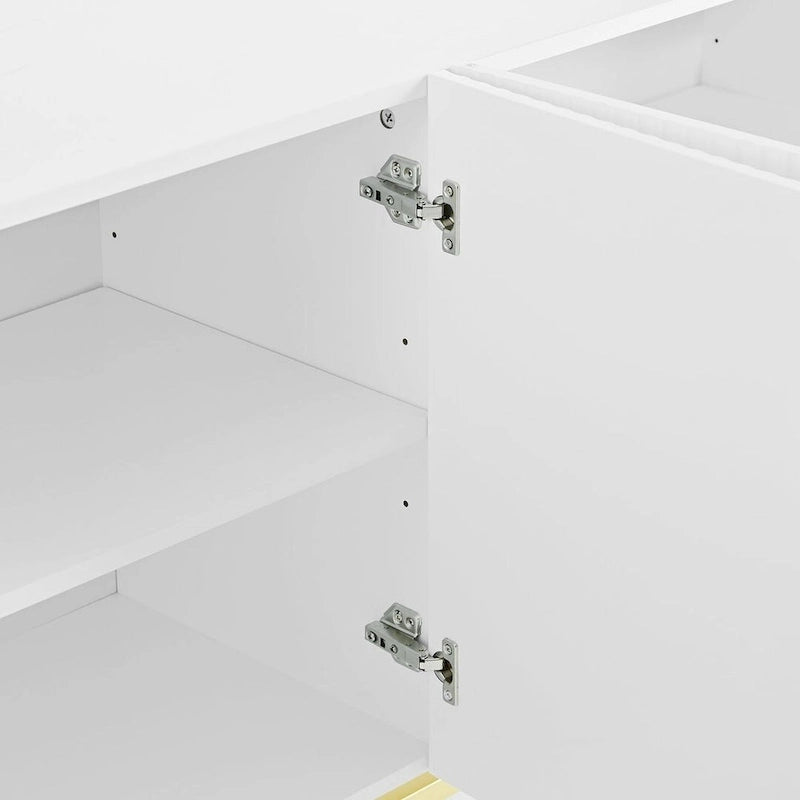 Black 60" 4-Door Sideboard with Gold Metal Accents