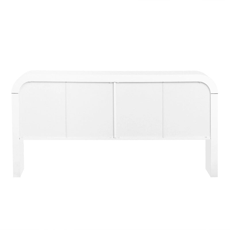 4-Door Storage Cabinet - Striped Design - Pine Legs - MDF