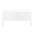 4-Door Storage Cabinet - Striped Design - Pine Legs - MDF