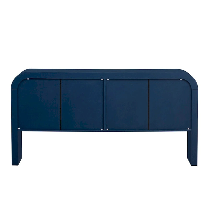 4-Door Storage Cabinet - Striped Design - Pine Legs - MDF