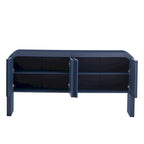 4-Door Storage Cabinet - Striped Design - Pine Legs - MDF