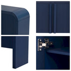 4-Door Storage Cabinet - Striped Design - Pine Legs - MDF