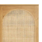 Natural Oak Sideboard - Arched Cane Doors - 70" Wide - 3 Cabinets