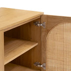 Natural Oak Sideboard - Arched Cane Doors - 70" Wide - 3 Cabinets