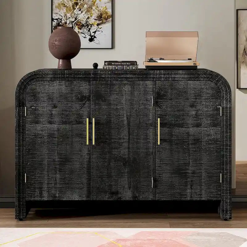 Wood 2-Door Storage Sideboard with Metal Handles