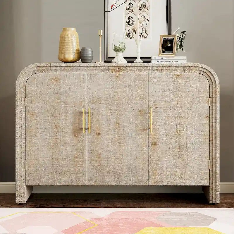 Wood 2-Door Storage Sideboard with Metal Handles