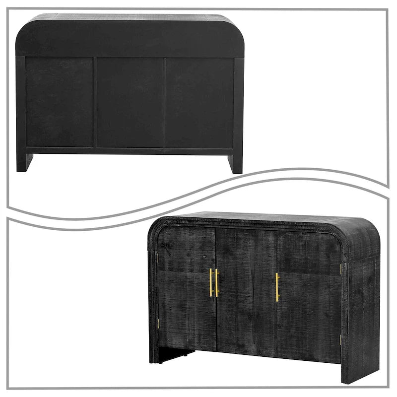 Wood 2-Door Storage Sideboard with Metal Handles