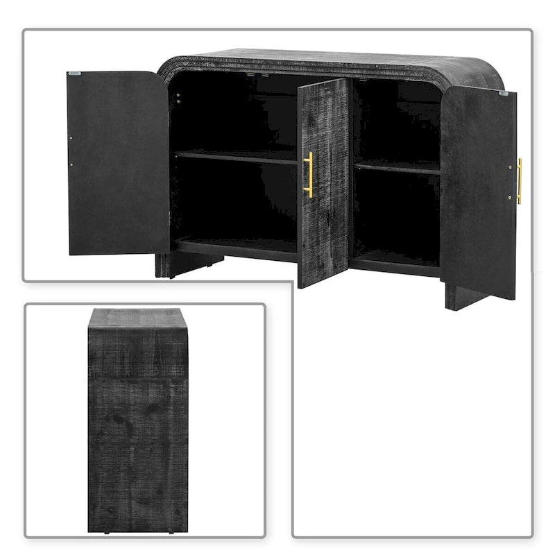 Wood 2-Door Storage Sideboard with Metal Handles