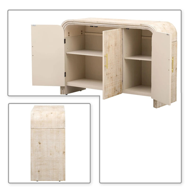 Wood 2-Door Storage Sideboard with Metal Handles