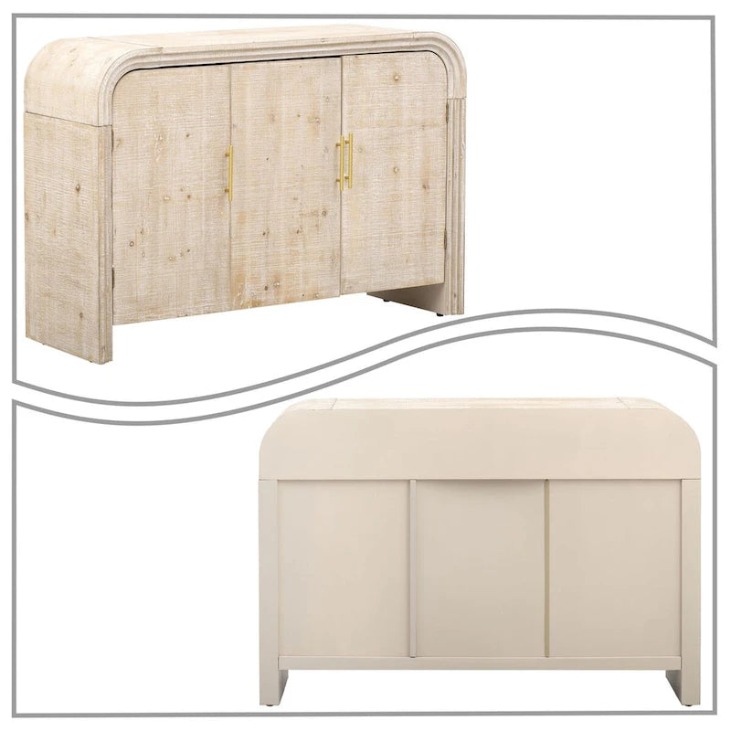 Wood 2-Door Storage Sideboard with Metal Handles