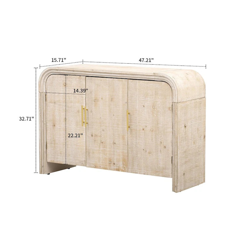 Wood 2-Door Storage Sideboard with Metal Handles