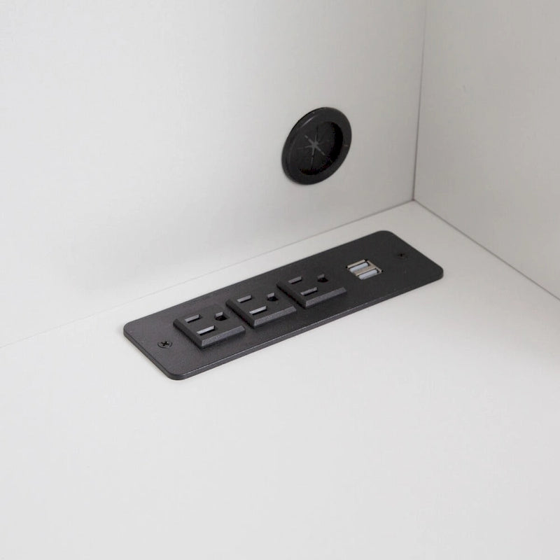 White Fluted Panel Storage Cabinet with Metal Handles